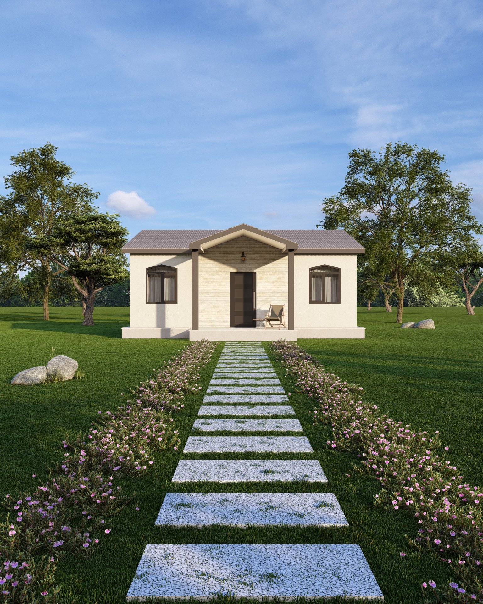 SM-1082 Tek Kat Hafif Çelik Ev Modeli