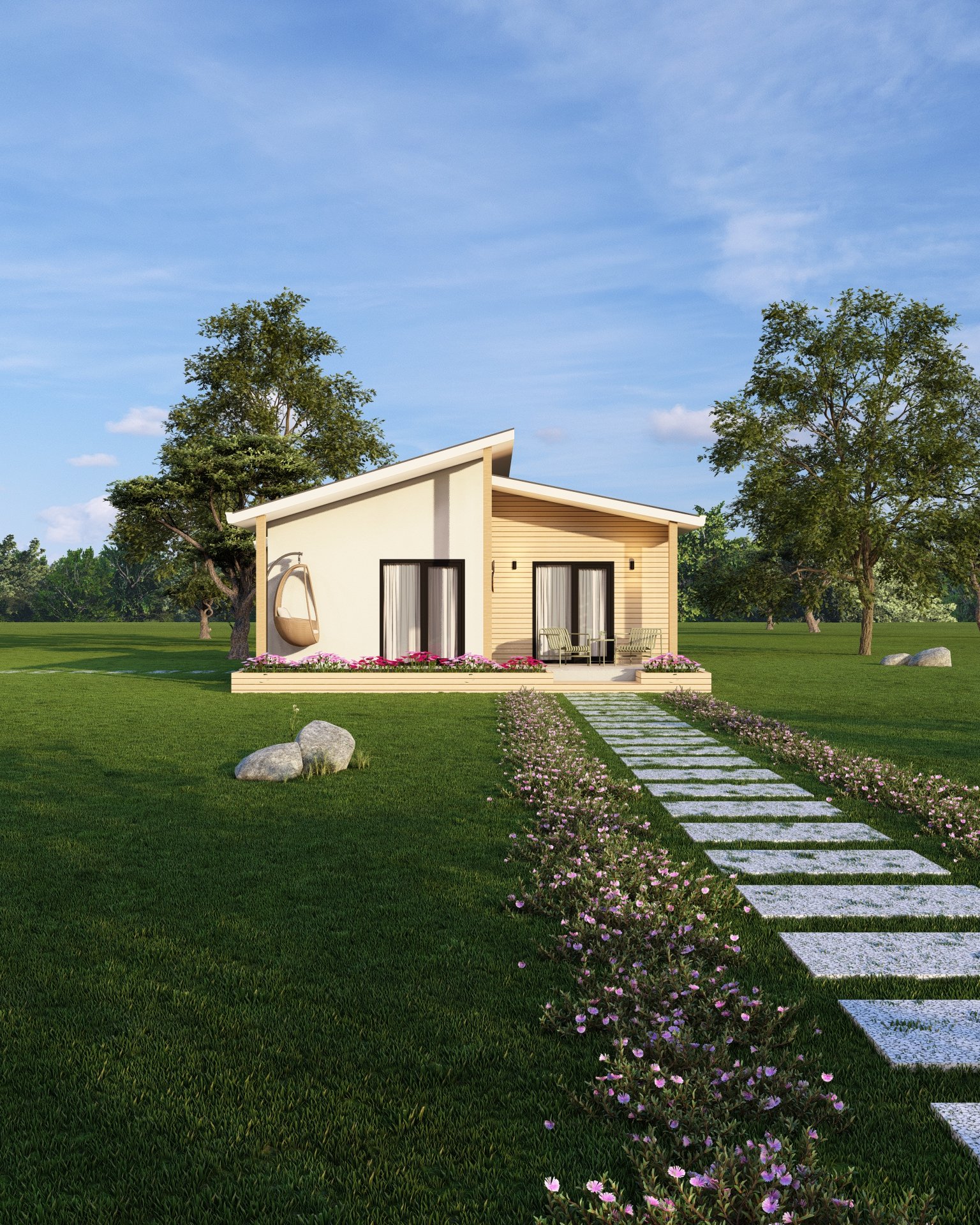 SM-1083 Tek Kat Hafif Çelik Ev Modeli